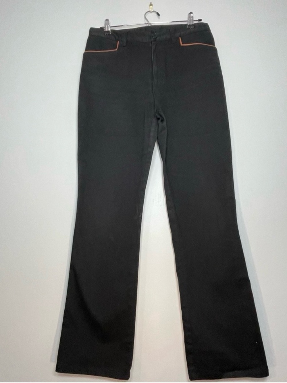 Ralph Lauren Women’s Black Cotton Pants with Faux Leather Trim